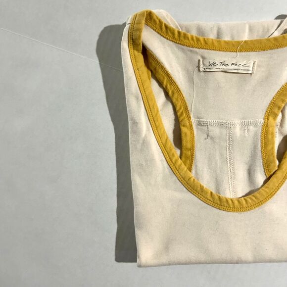 Free People, We the Free Reggi Tank Top in Mustard & Cream, sz XS - Picture 3 of 6